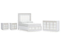 Chalanna White Queen Storage Bed, Dresser and 2 Nightstands