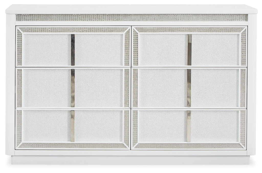 Chalanna White Queen Storage Bed, Dresser and 2 Nightstands