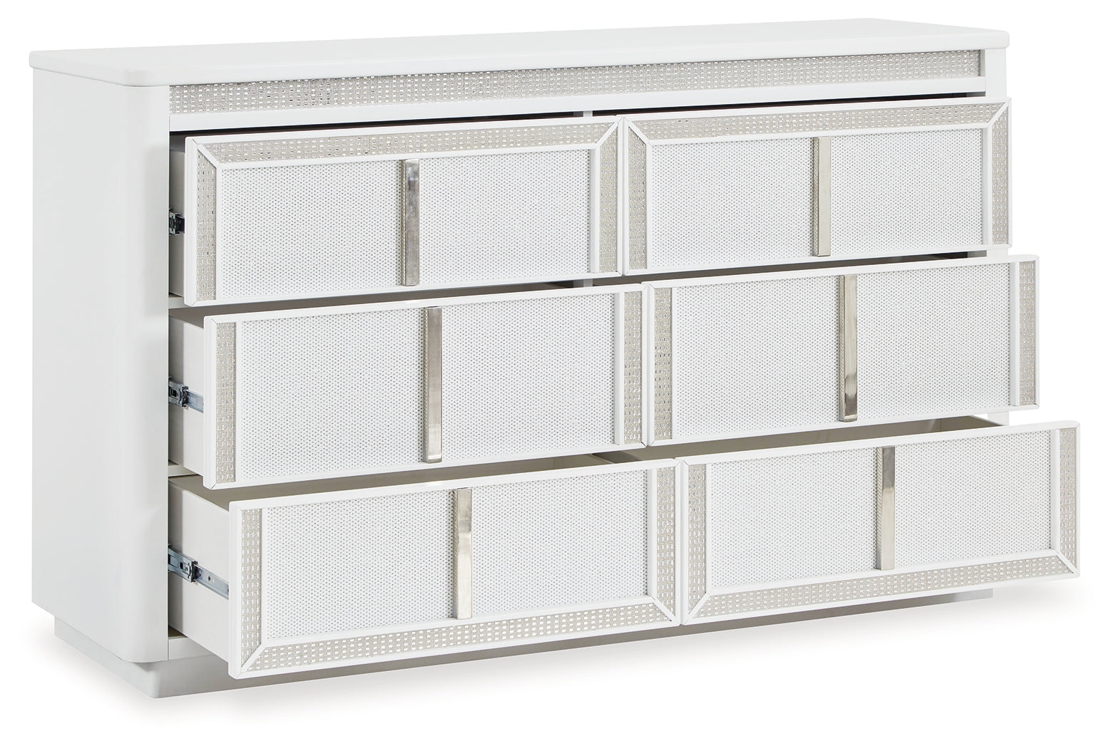 Chalanna White Queen Storage Bed, Dresser and 2 Nightstands