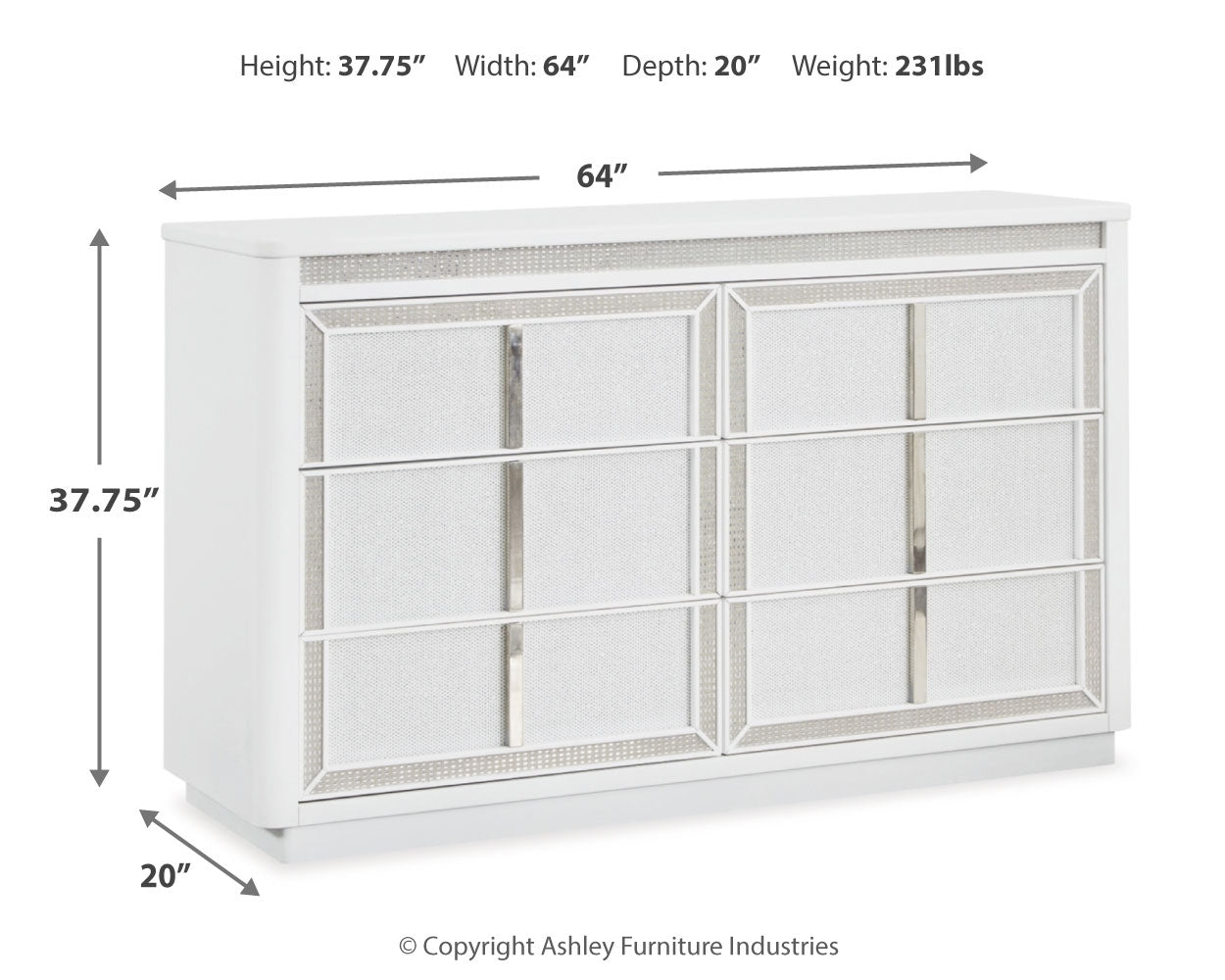 Chalanna White Queen Storage Bed, Dresser and 2 Nightstands