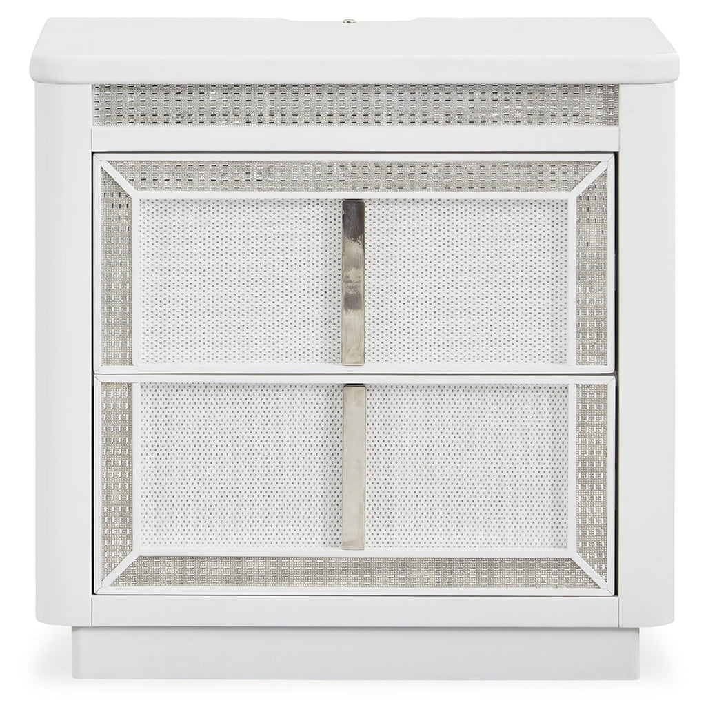 Chalanna White Queen Storage Bed, Dresser and 2 Nightstands