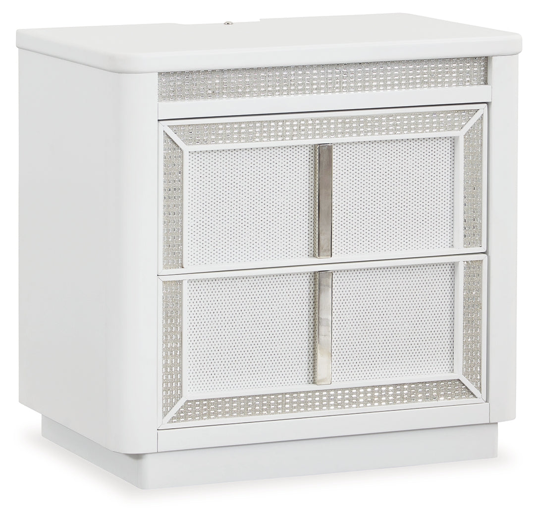 Chalanna White Queen Storage Bed, Dresser and 2 Nightstands