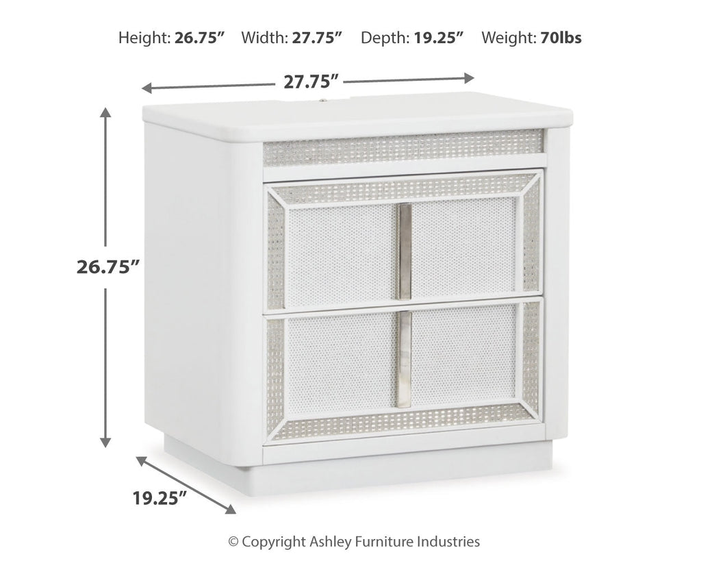 Chalanna White Queen Storage Bed, Dresser and 2 Nightstands