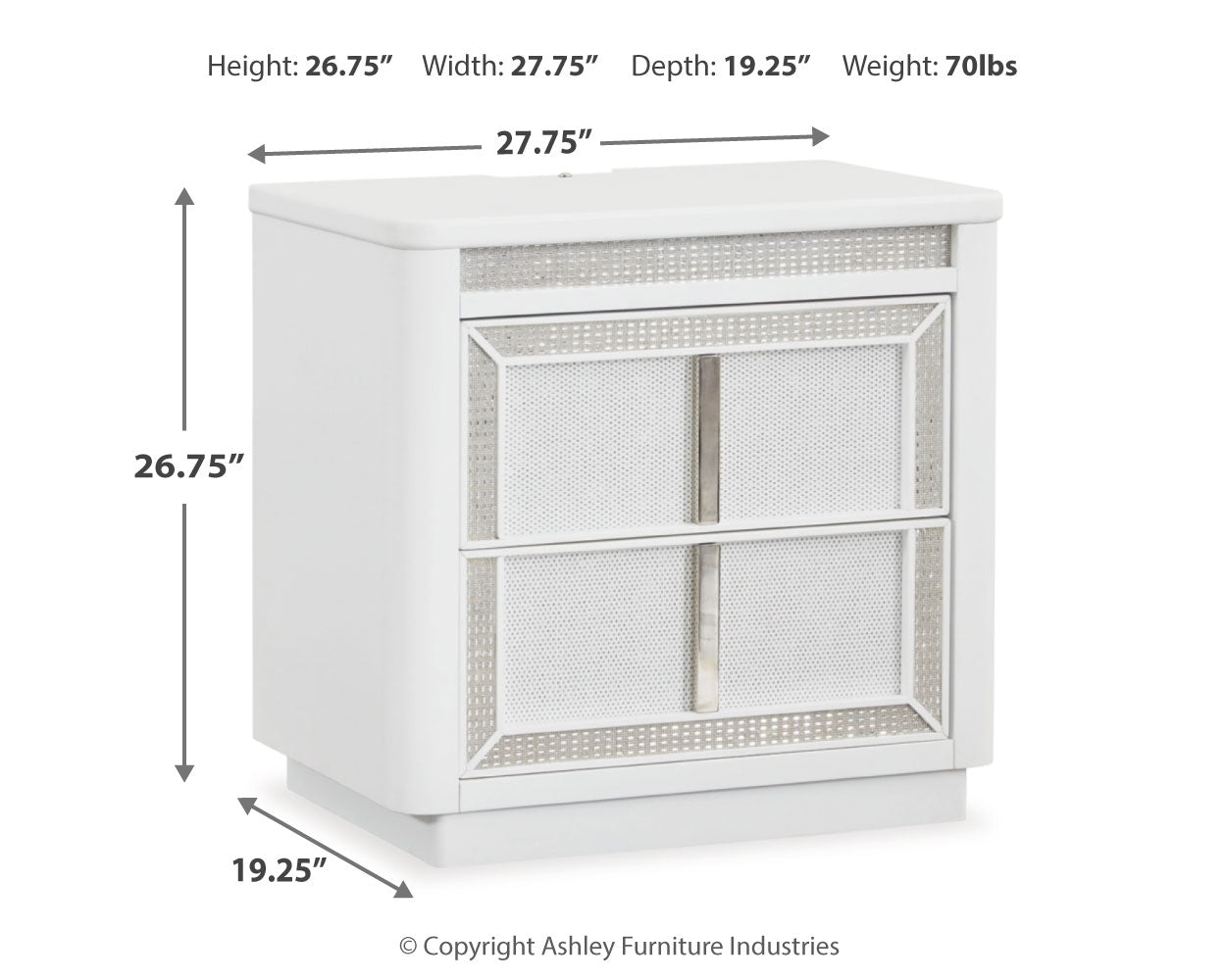 Chalanna White Queen Storage Bed, Dresser and 2 Nightstands