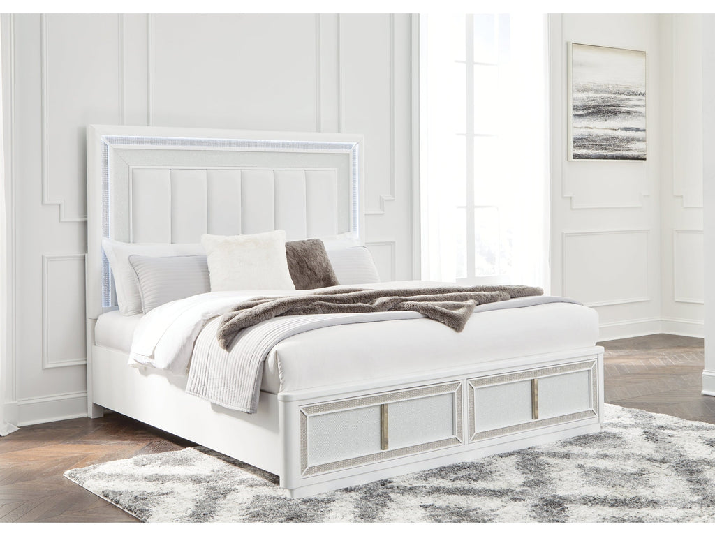 Chalanna White Queen Upholstered Storage Bed