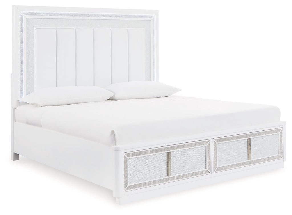 Chalanna White Queen Upholstered Storage Bed