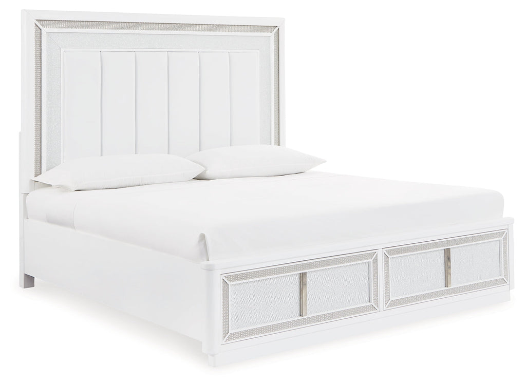 Chalanna White Queen Upholstered Storage Bed