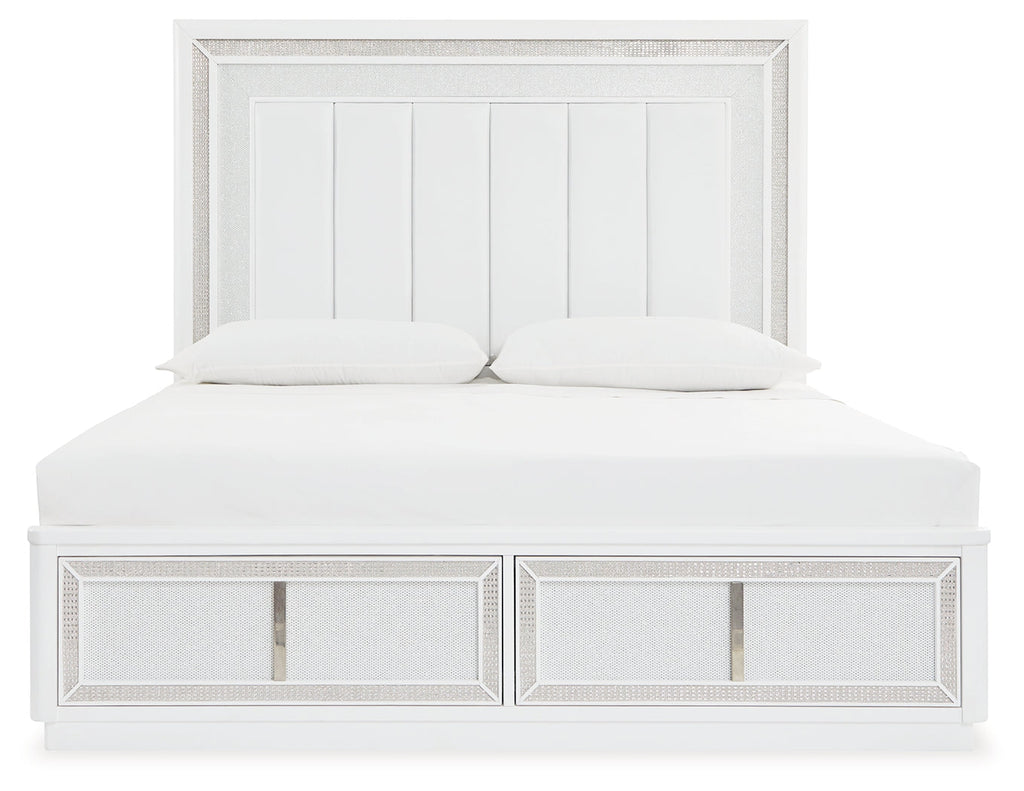 Chalanna White Queen Upholstered Storage Bed