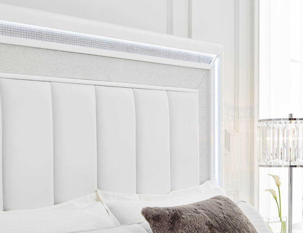 Chalanna White Queen Upholstered Storage Bed