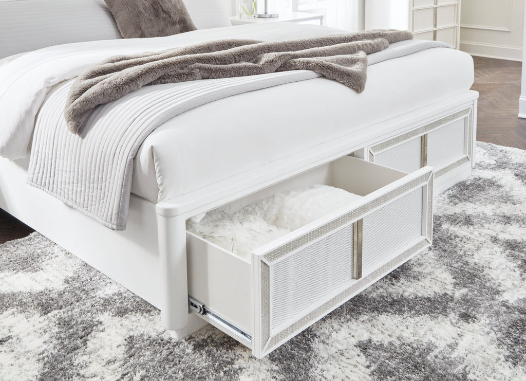 Chalanna White Queen Upholstered Storage Bed