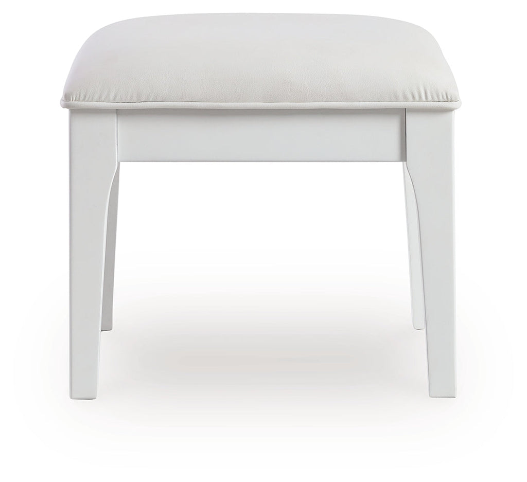 Chalanna White Vanity, Mirror and Stool