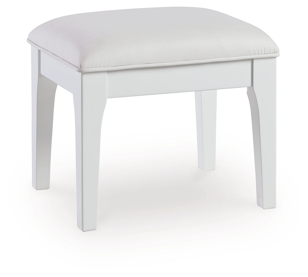 Chalanna White Vanity, Mirror and Stool