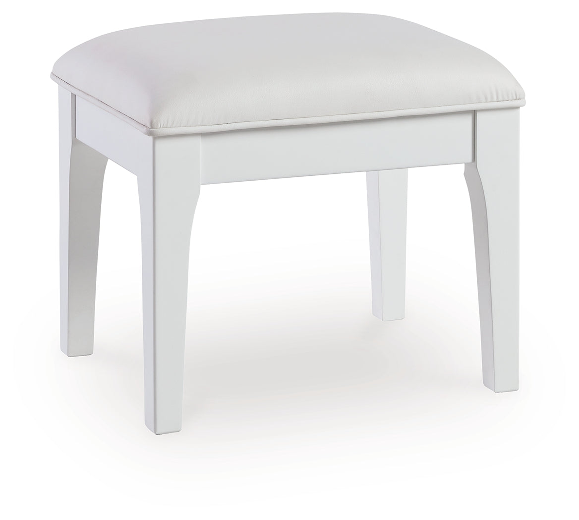 Chalanna White Vanity, Mirror and Stool