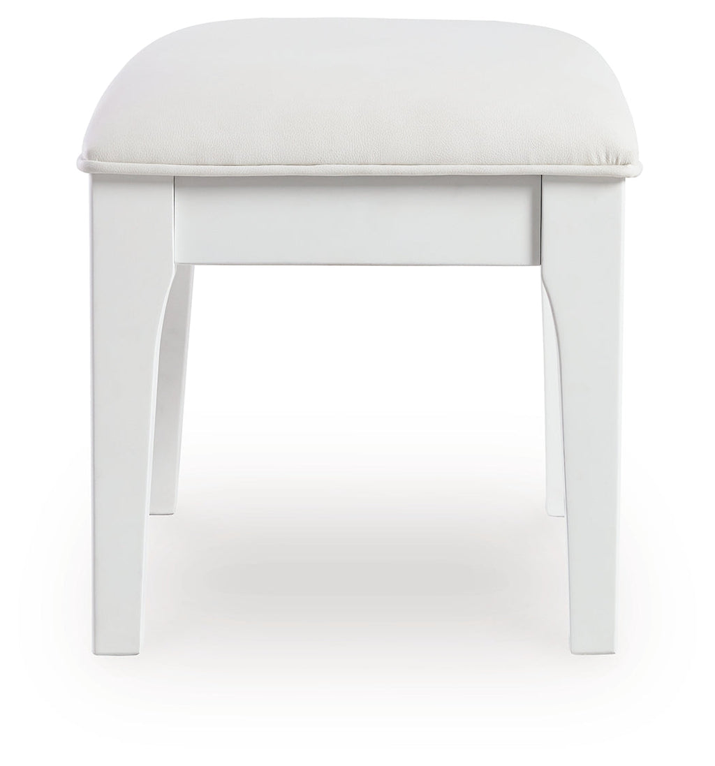 Chalanna White Vanity, Mirror and Stool