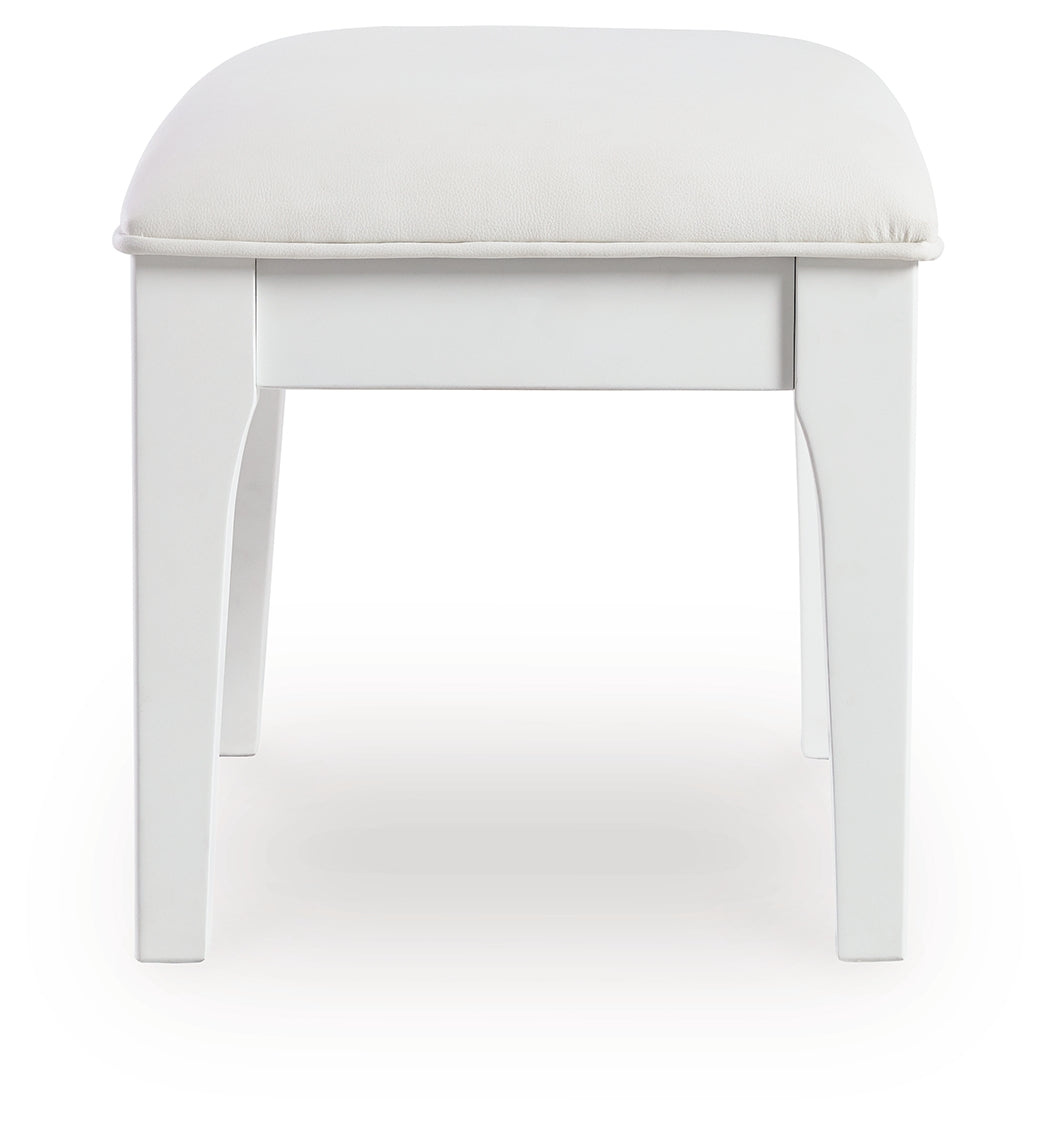 Chalanna White Vanity, Mirror and Stool