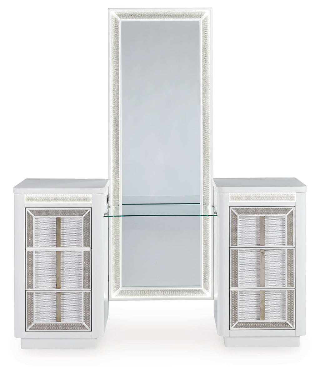 Chalanna White Vanity, Mirror and Stool
