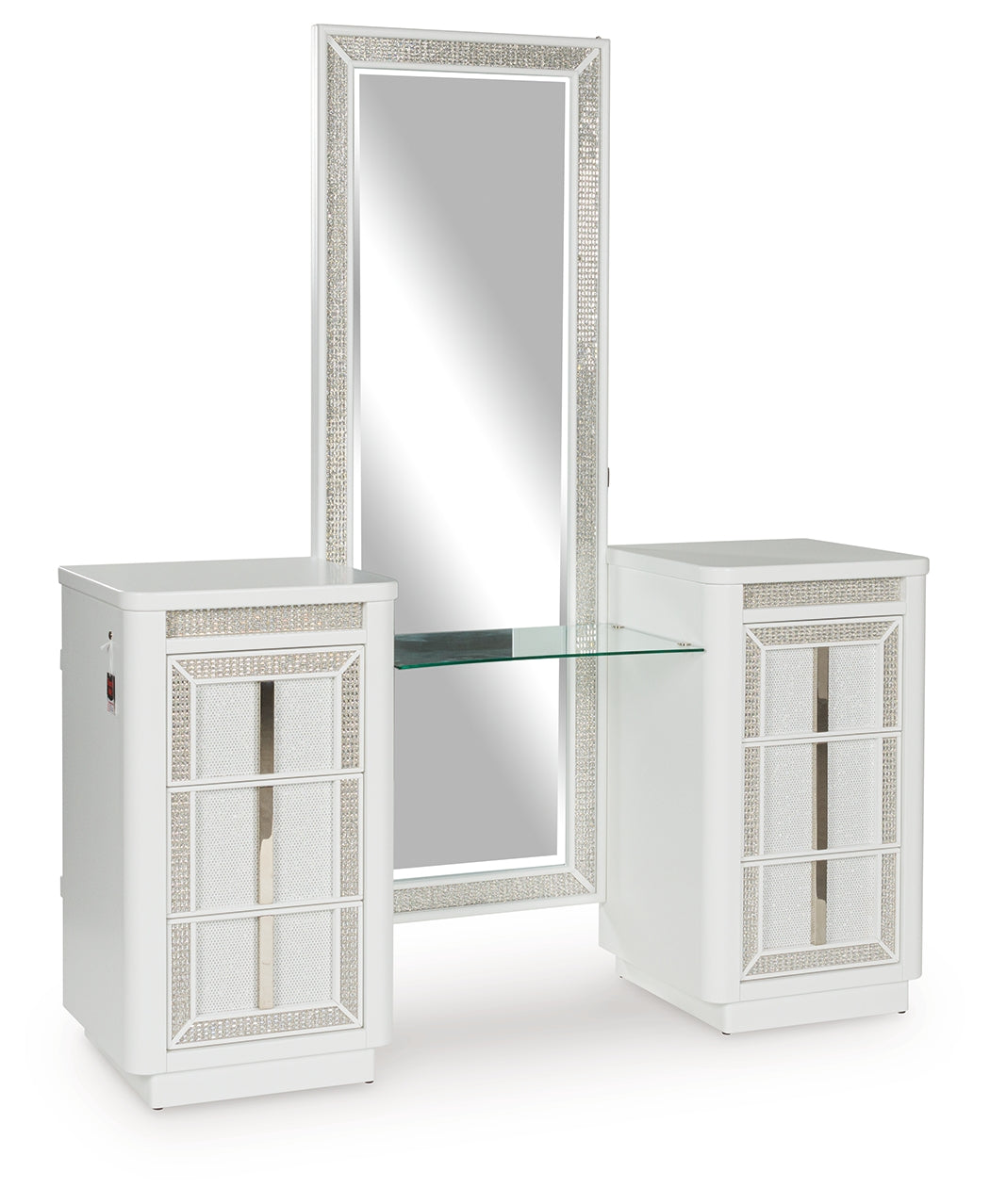 Chalanna White Vanity, Mirror and Stool