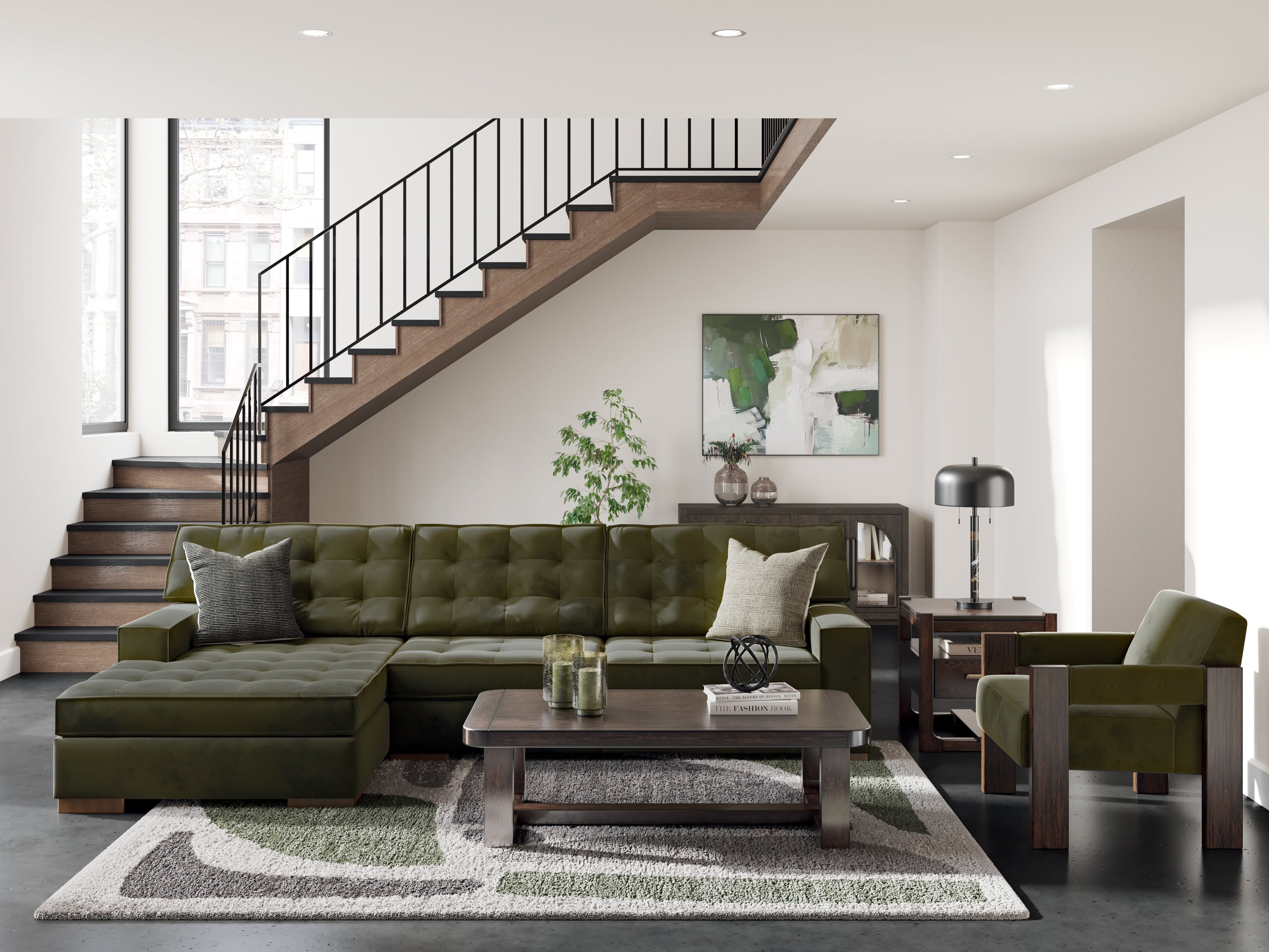 Chalcombe Olive 2-Piece LAF Sectional with Chaise