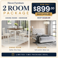 2-Room Package - White Bed + Brody Counter-Height Dining