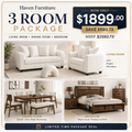 3-Room Package - Curtis Bedroom + Rolstan Dining + Gia Ivory Sofa