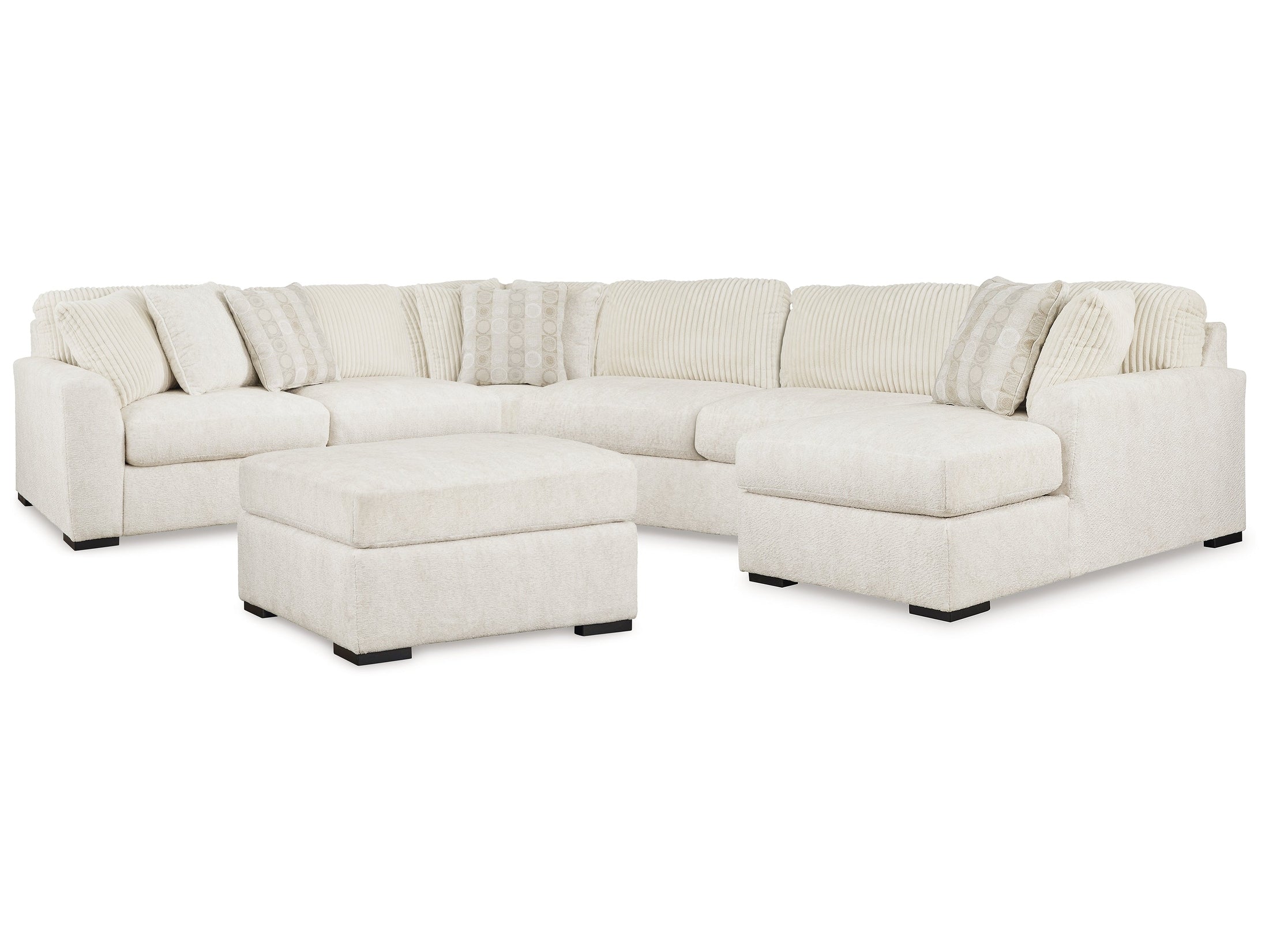 Chessington Ivory 4-Piece Sectional and Oversized Accent Ottoman
