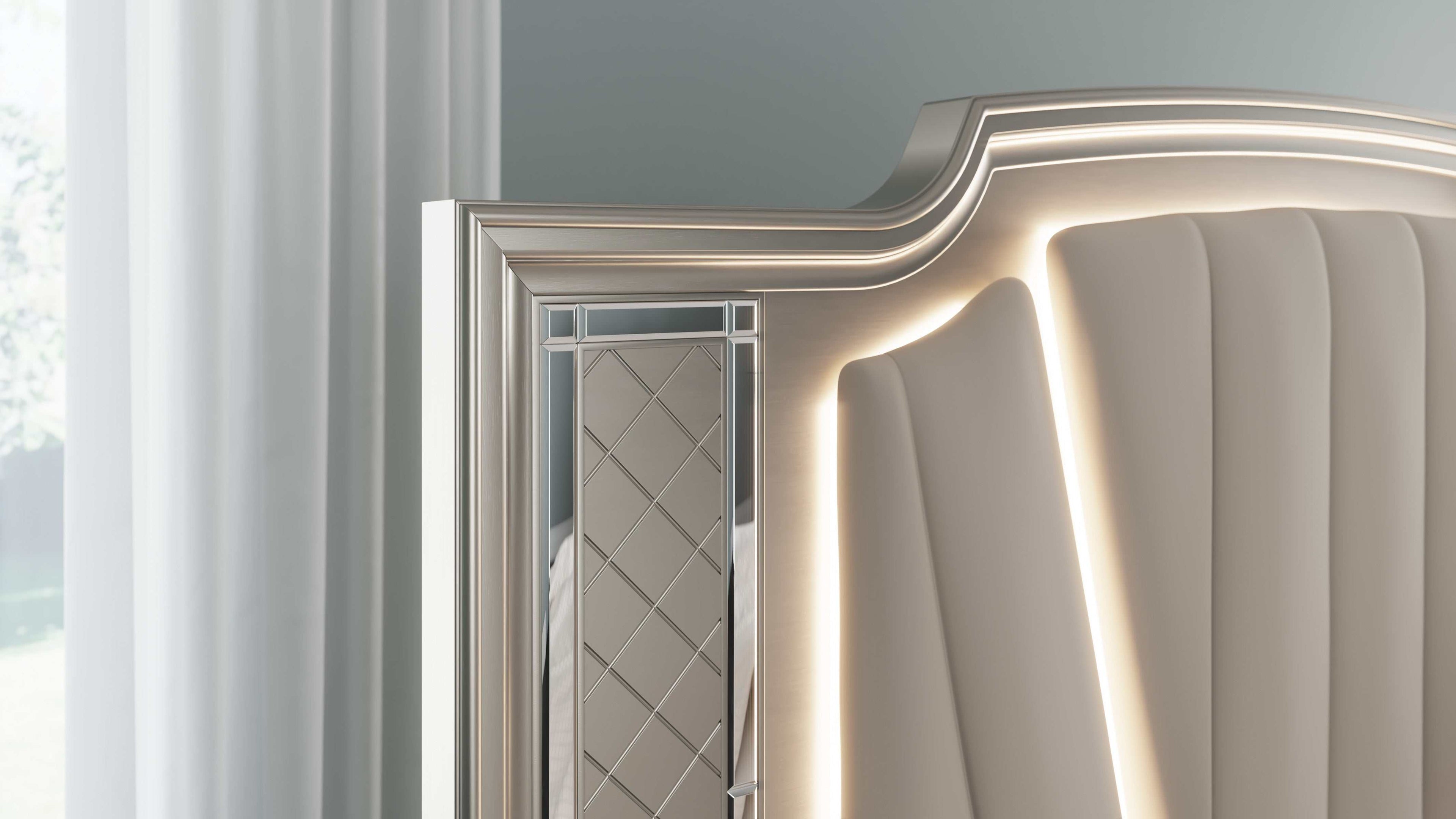 Chevanna Platinum King Upholstered Panel Bed