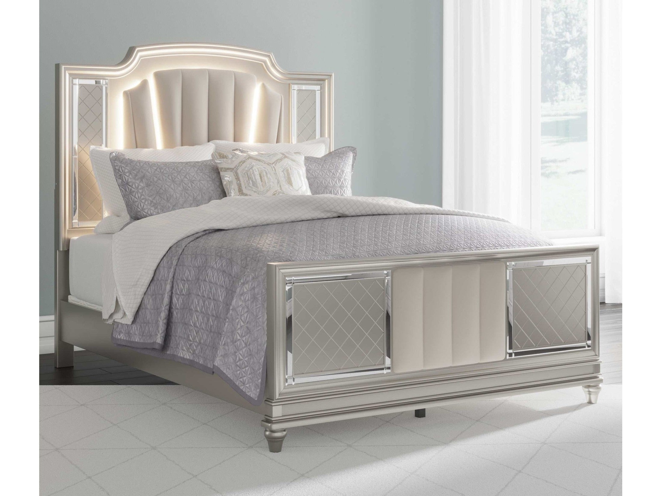 Chevanna Platinum Queen Upholstered Panel Bed