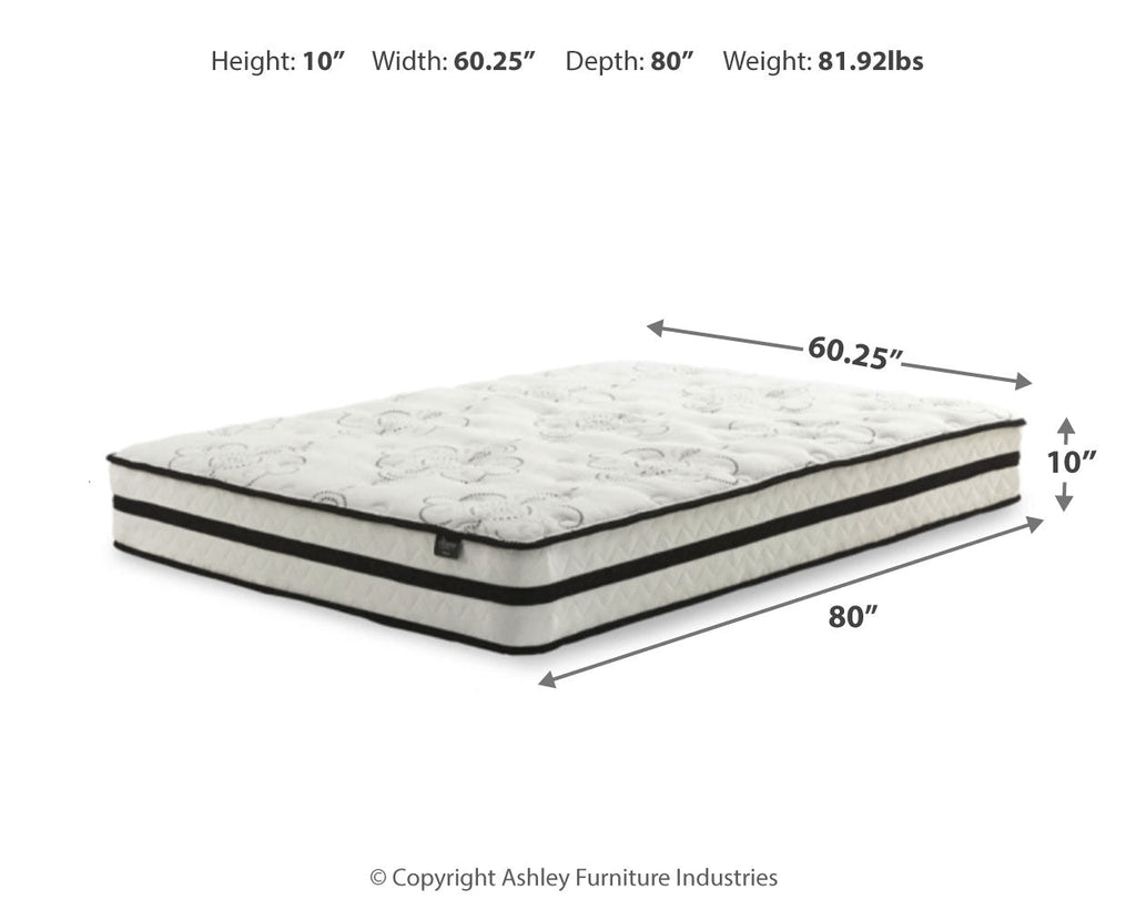 Chime 10 Inch Hybrid White 10 Inch Queen Mattress and Pillow