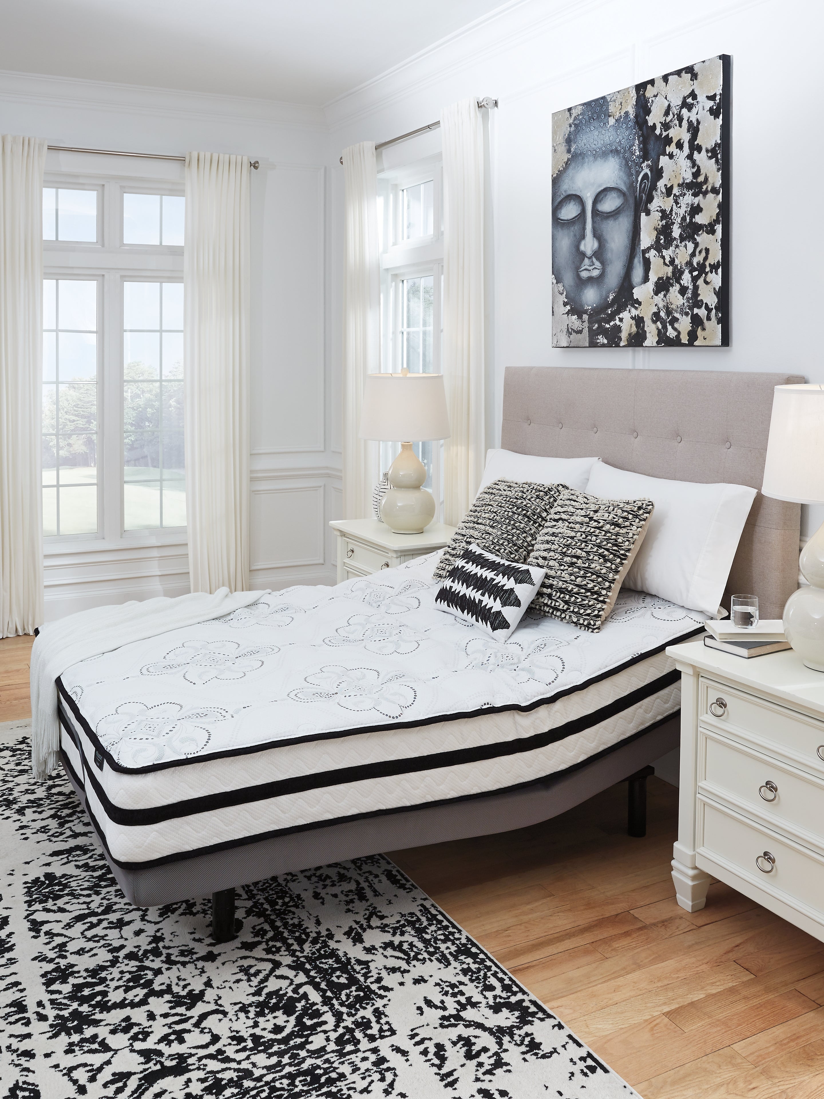 Chime 10 Inch Hybrid White 10 Inch Queen Mattress and Pillow