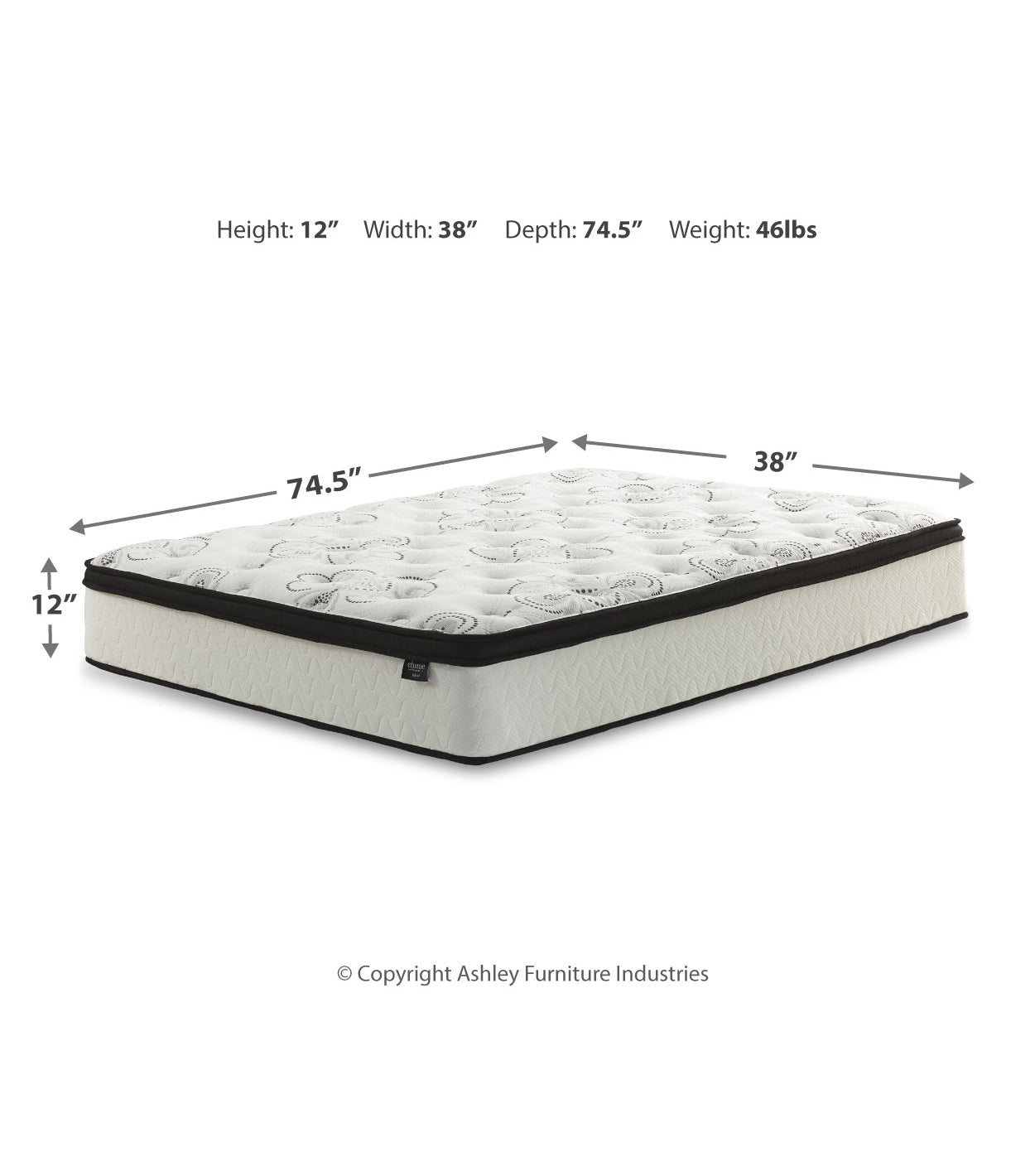 Chime 12 Inch Hybrid Ultra Plush Twin Mattress in a Box