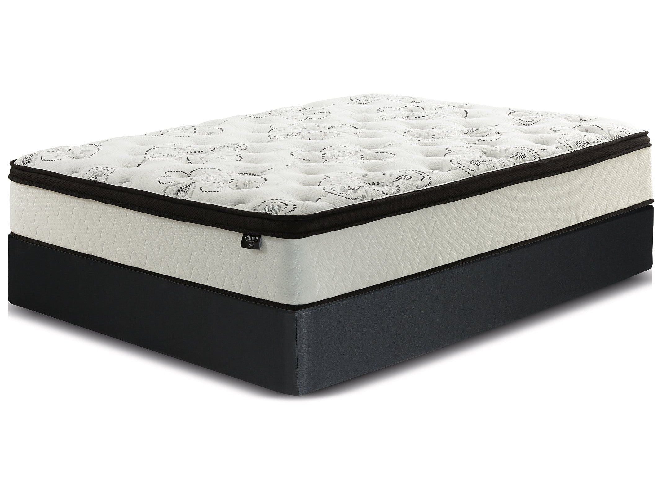 Chime 12 Inch Hybrid White California King Mattress & Foundation Set