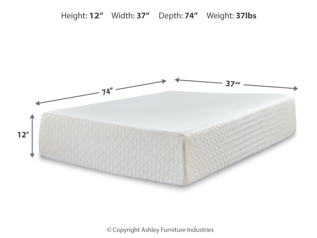 Chime White 12 Inch Memory Foam Queen Mattress in a Box
