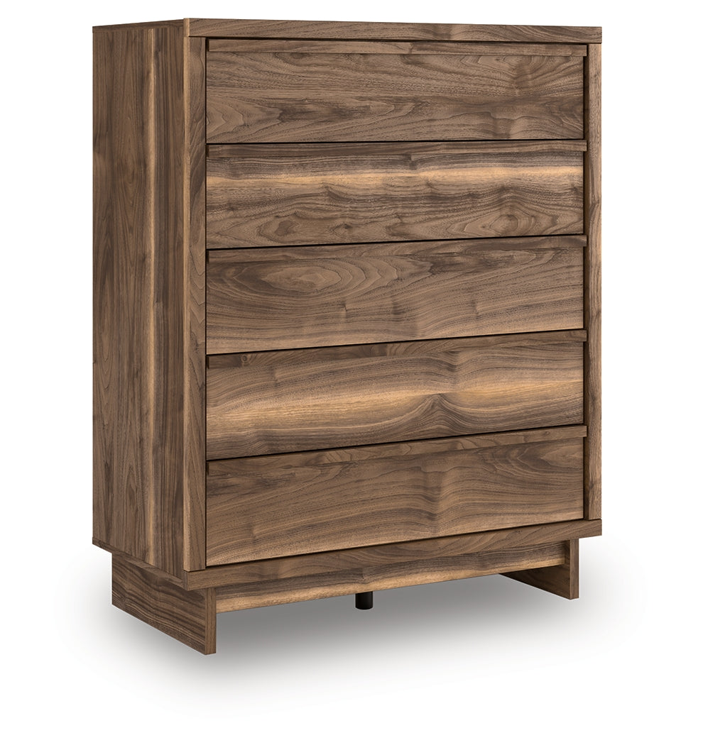 Chirason Brown Five Drawer Wide Chest