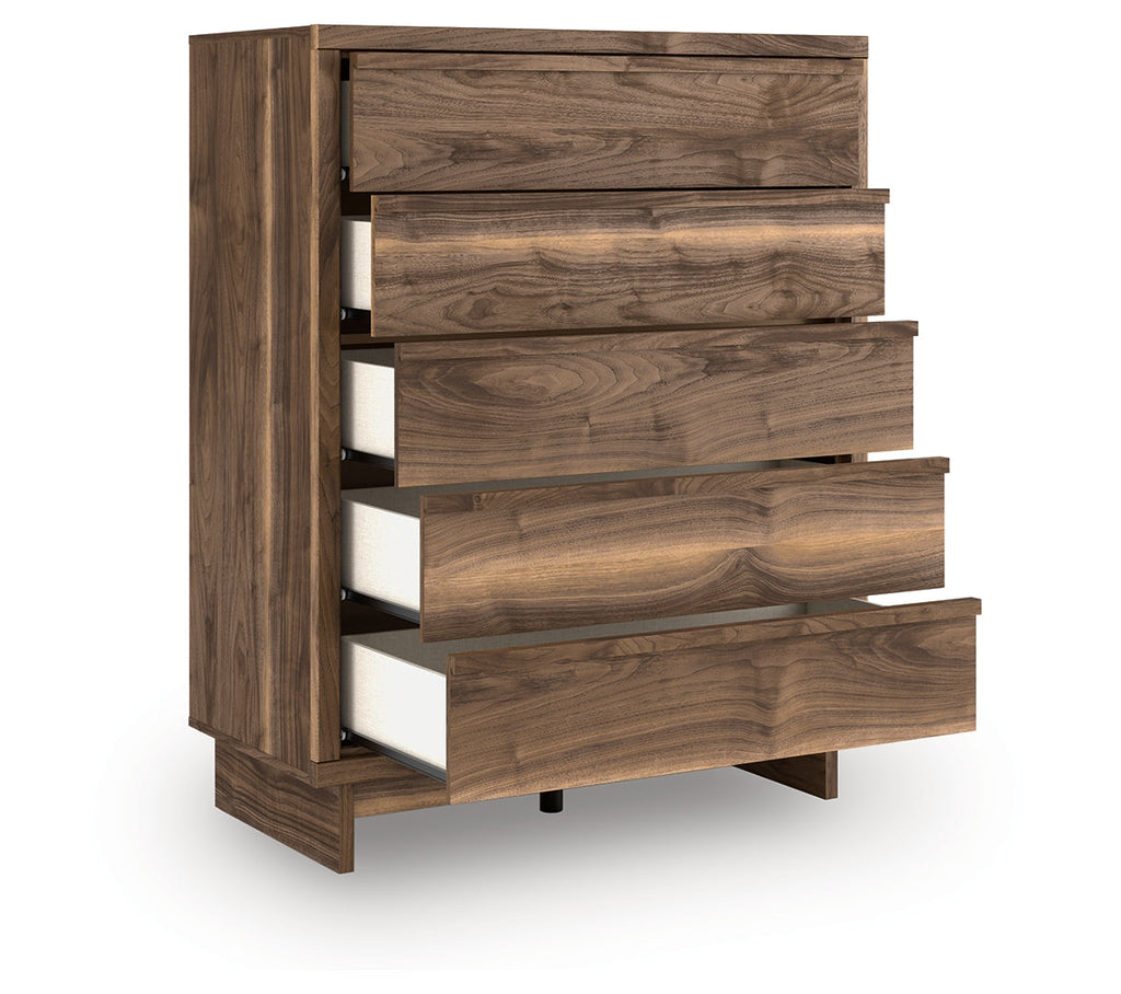 Chirason Brown Five Drawer Wide Chest