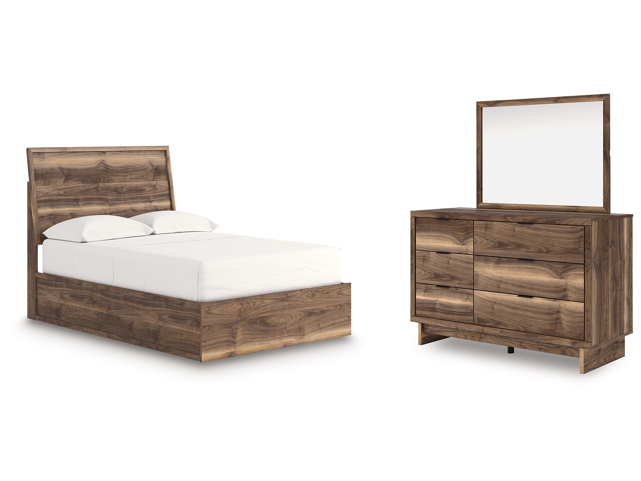 Chirason Brown Full Panel Platform Bed, Dresser and Mirror
