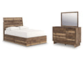 Chirason Brown Full Panel Storage Bed, Dresser and Mirror