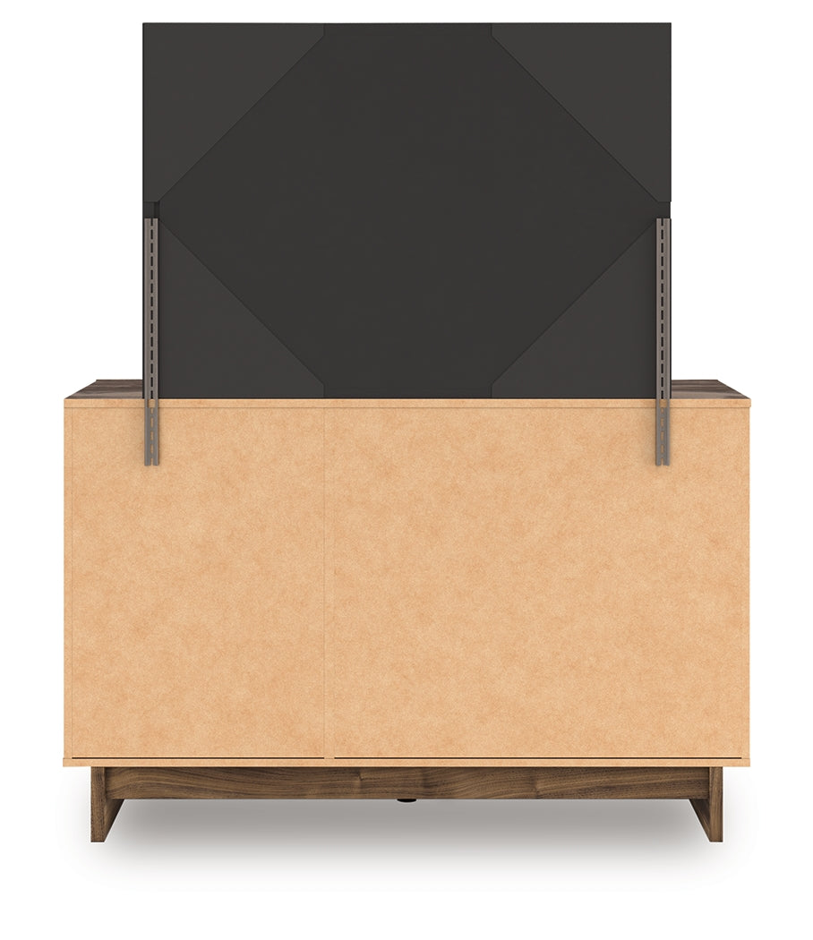 Chirason Brown Full Panel Storage Bed, Dresser and Mirror