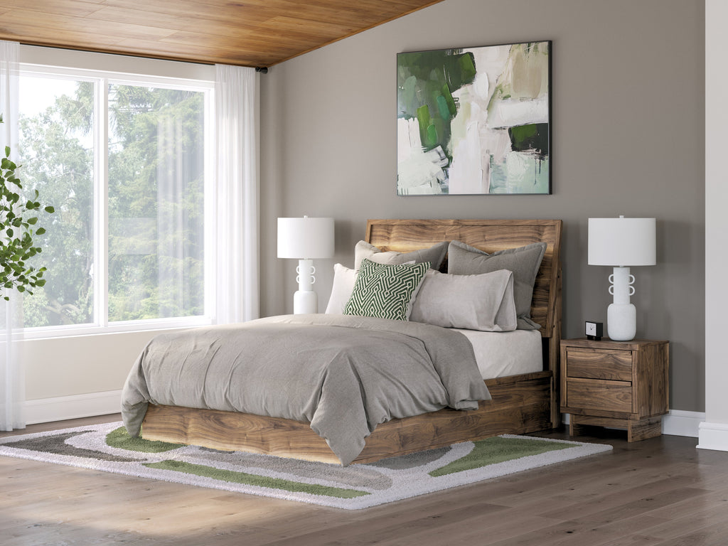 Chirason Brown Queen Panel Bed, Dresser and Mirror