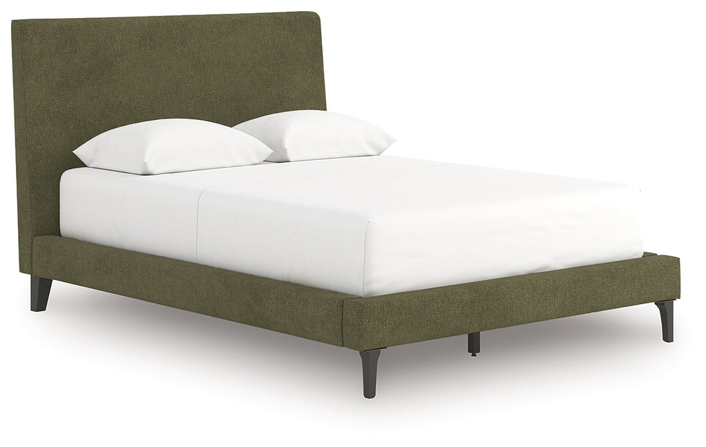 Chirason Brown/Sage Green Full Upholstered Bed, Dresser and Mirror