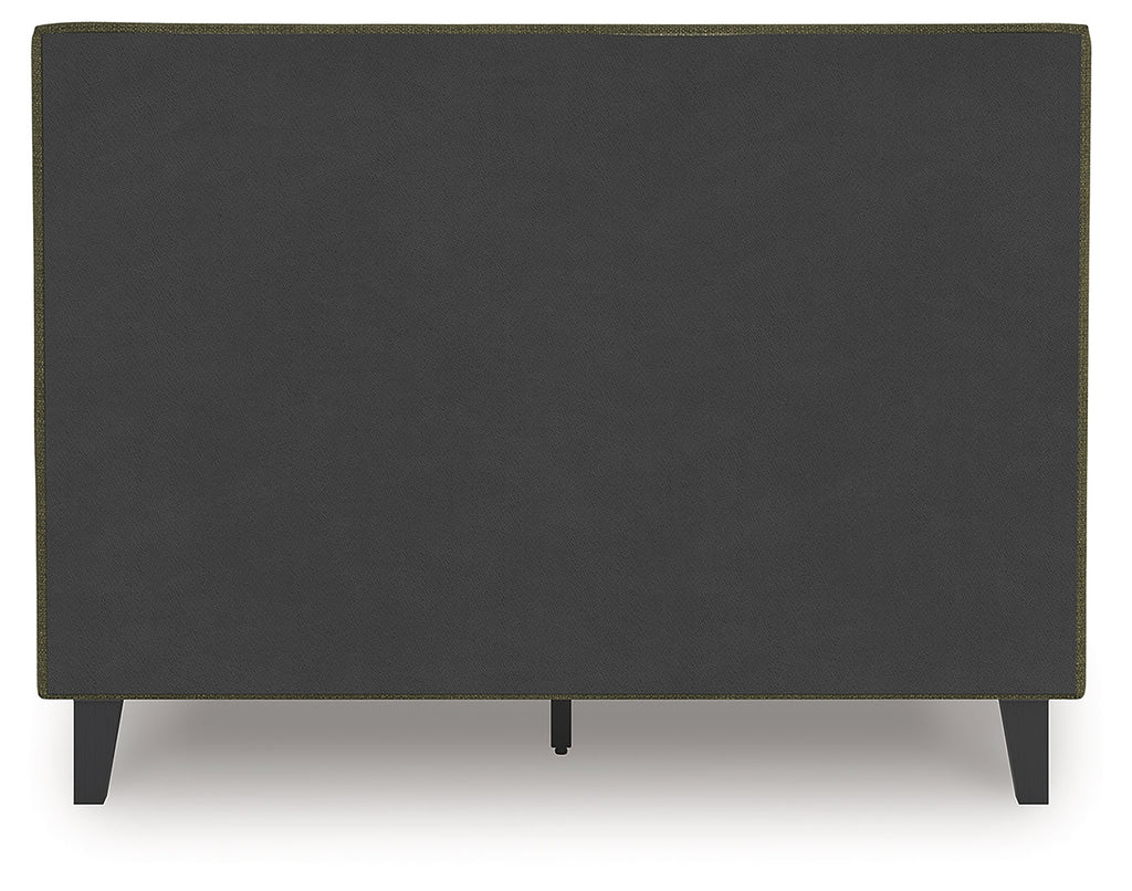 Chirason Brown/Sage Green Full Upholstered Bed, Dresser and Mirror