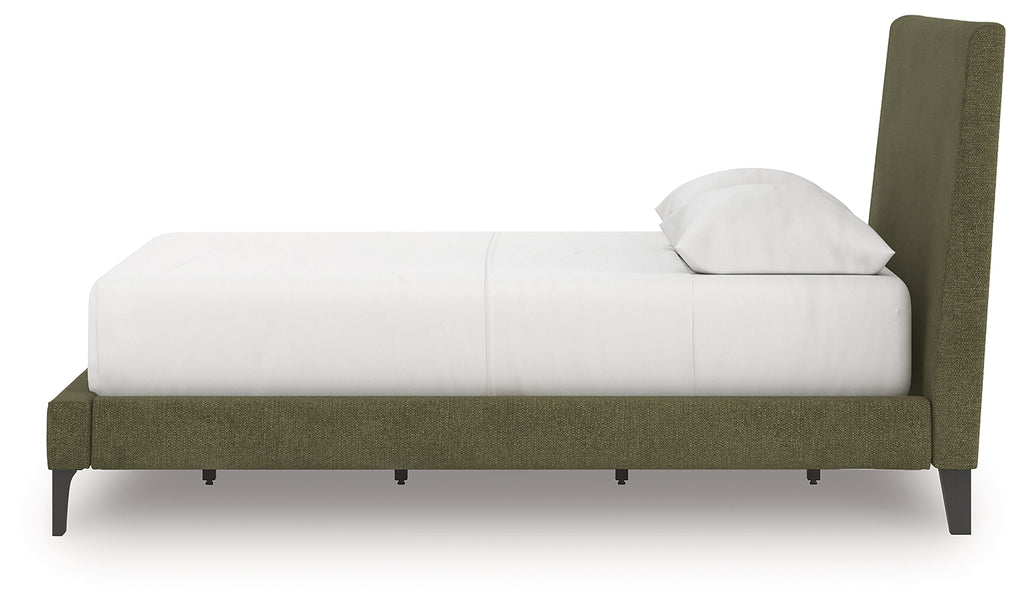 Chirason Brown/Sage Green Full Upholstered Bed, Dresser and Mirror