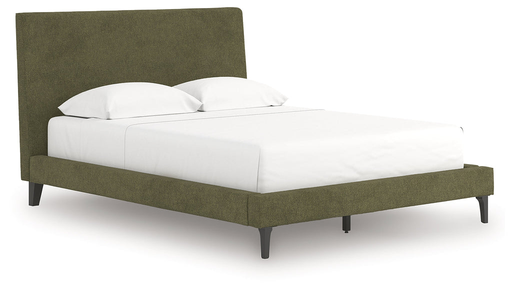 Chirason Brown/Sage Green Queen Upholstered Bed, Dresser and Mirror