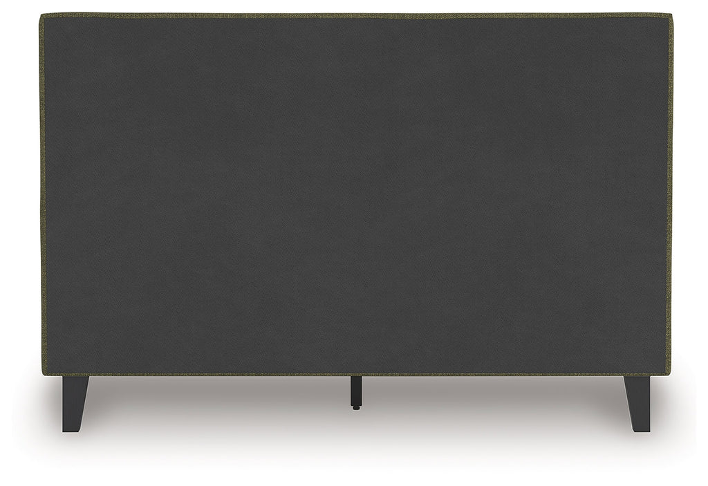 Chirason Brown/Sage Green Queen Upholstered Bed, Dresser and Mirror