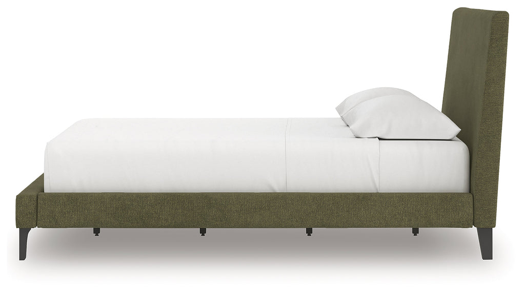 Chirason Brown/Sage Green Queen Upholstered Bed, Dresser and Mirror