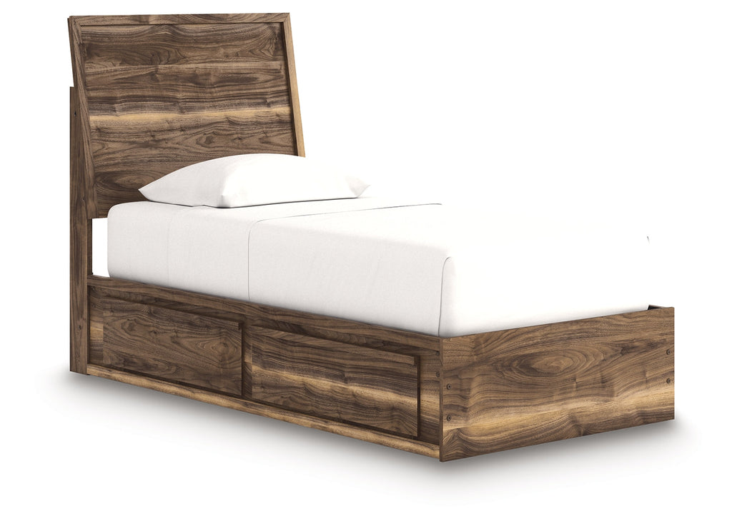 Chirason Brown Twin Panel Bed with Storage