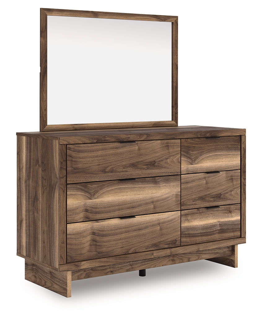 Chirason Brown Twin Panel Platform Bed, Dresser and Mirror