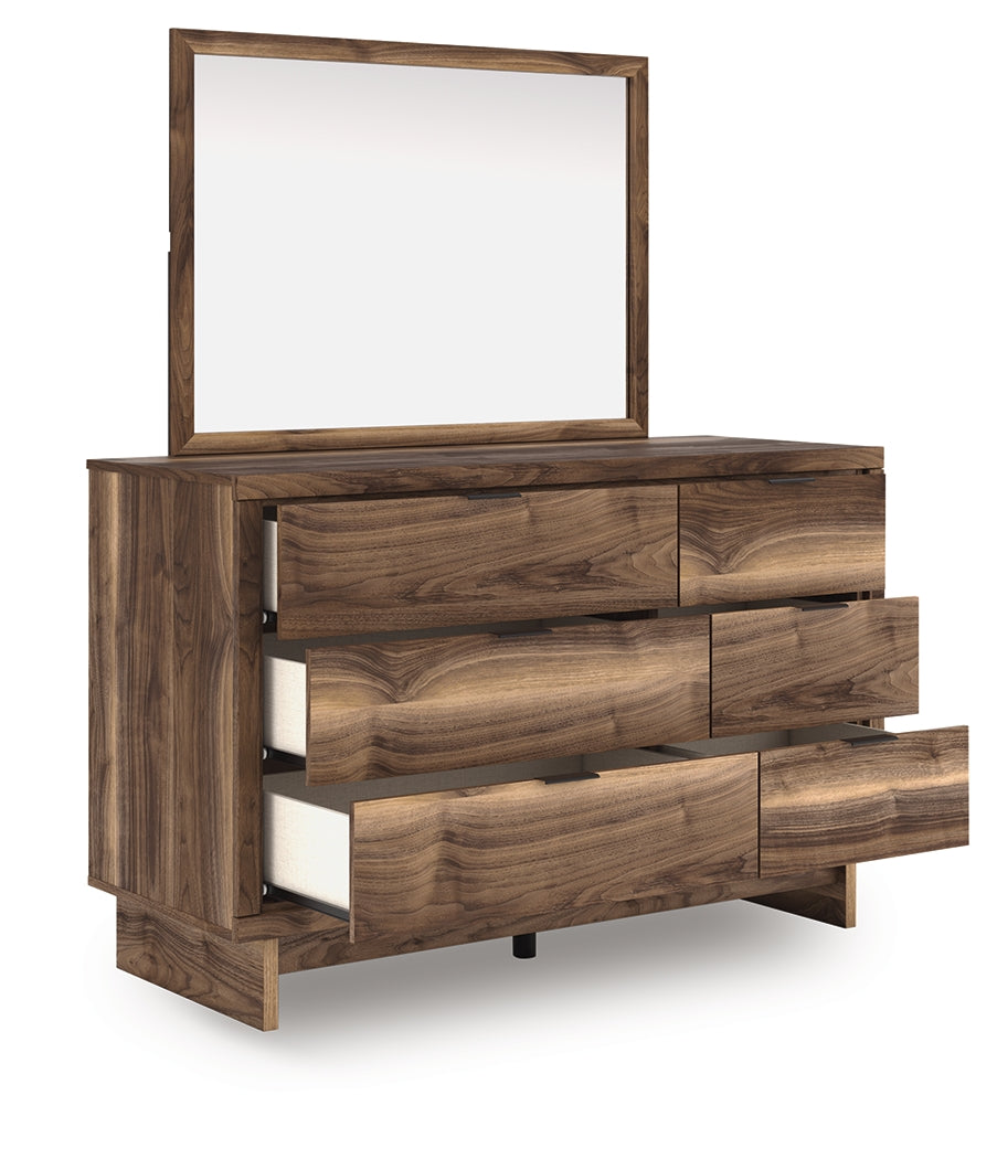 Chirason Brown Twin Panel Platform Bed, Dresser and Mirror