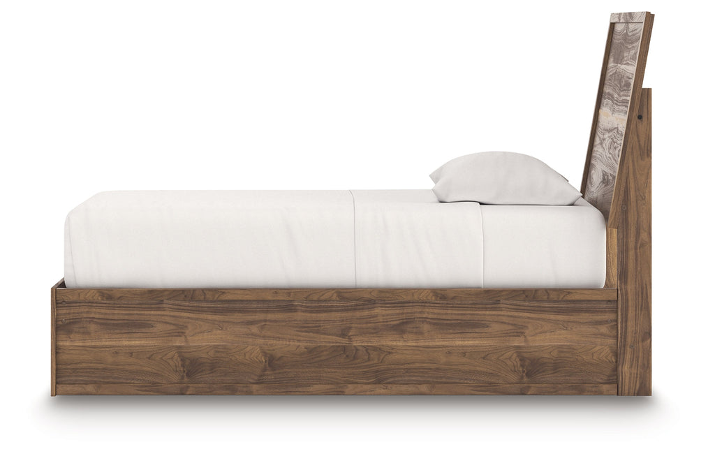 Chirason Brown Twin Panel Platform Bed, Dresser and Mirror