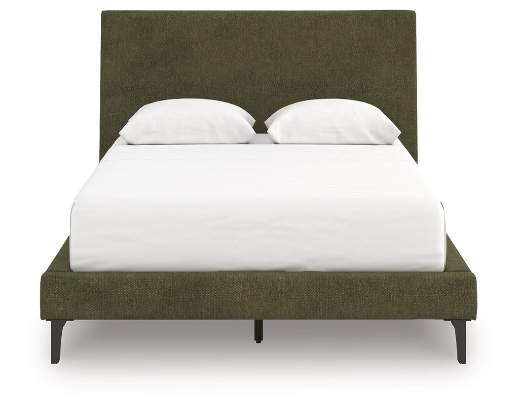 Chirason Sage Green Queen Upholstered Bed w/Roll Slats