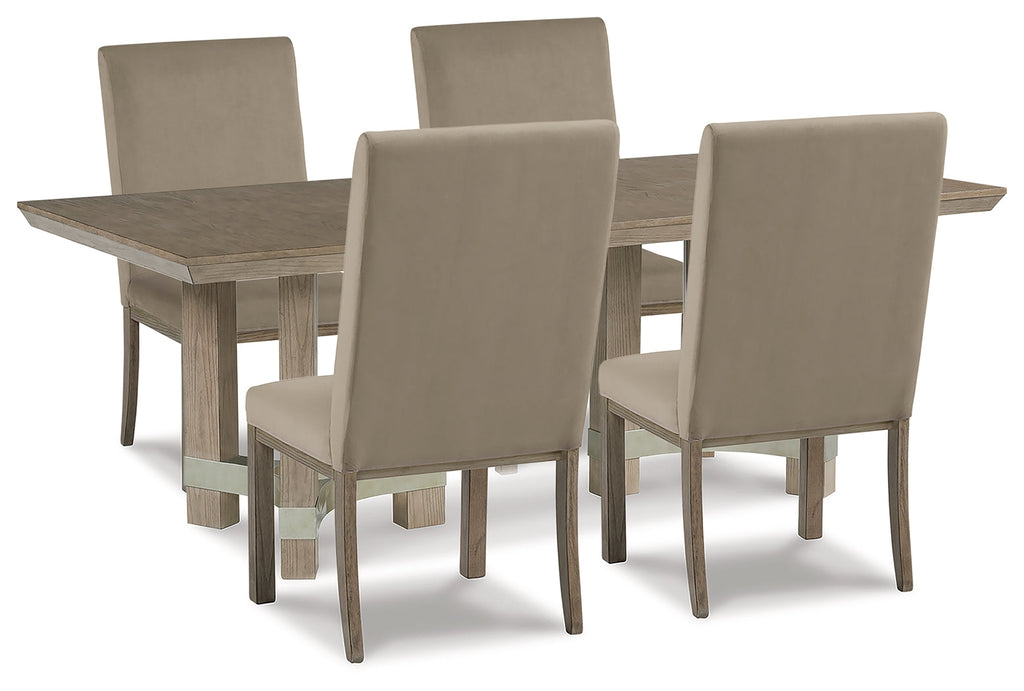 Chrestner Gray/Brown Dining Table and 4 Chairs